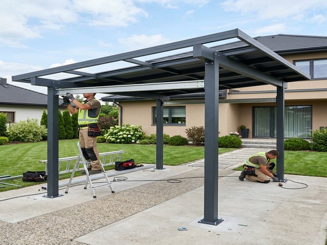 Montage eines Aluminium-Carports in Hofgeismar